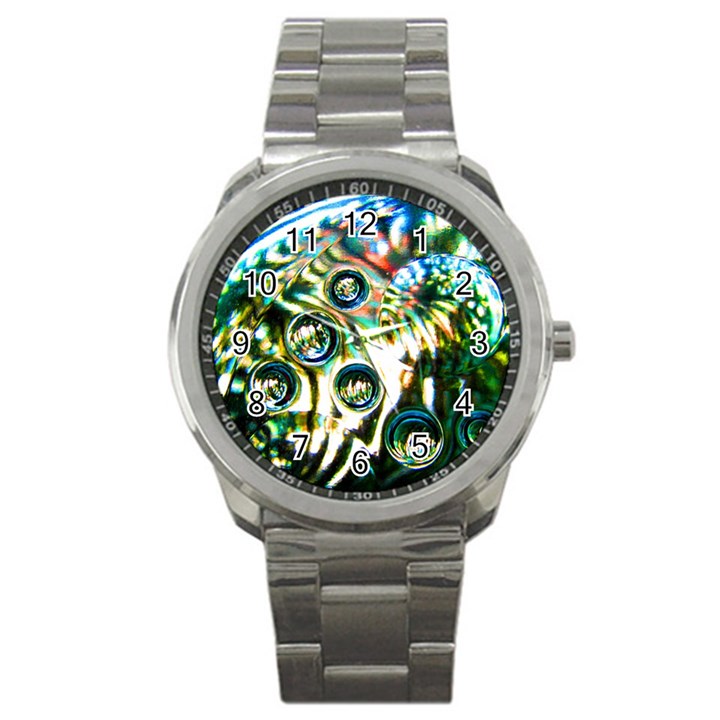 Dark Abstract Bubbles Sport Metal Watch