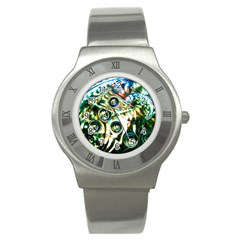 Dark Abstract Bubbles Stainless Steel Watch