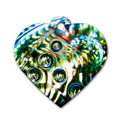 Dark Abstract Bubbles Dog Tag Heart (two Sides)