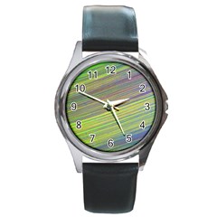 Diagonal Lines Abstract Round Metal Watch