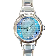 Digital Pattern Round Italian Charm Watch