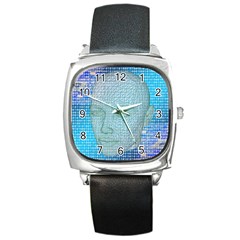 Digital Pattern Square Metal Watch