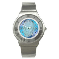 Digital Pattern Stainless Steel Watch