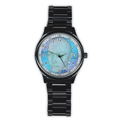 Digital Pattern Stainless Steel Round Watch