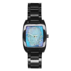 Digital Pattern Stainless Steel Barrel Watch