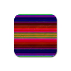 Fiesta Stripe Colorful Neon Background Rubber Square Coaster (4 Pack)  by Amaryn4rt