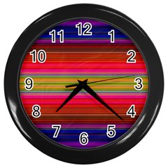 Fiesta Stripe Colorful Neon Background Wall Clocks (black)