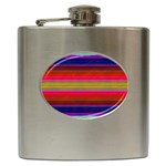 Fiesta Stripe Colorful Neon Background Hip Flask (6 oz) Front