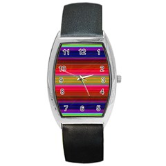 Fiesta Stripe Colorful Neon Background Barrel Style Metal Watch