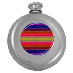 Fiesta Stripe Colorful Neon Background Round Hip Flask (5 Oz)