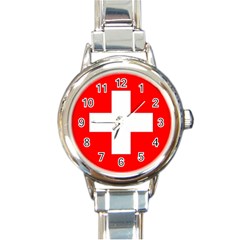 Flag Of Switzerland Round Italian Charm Watch