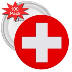 Flag Of Switzerland 3  Buttons (100 Pack) 