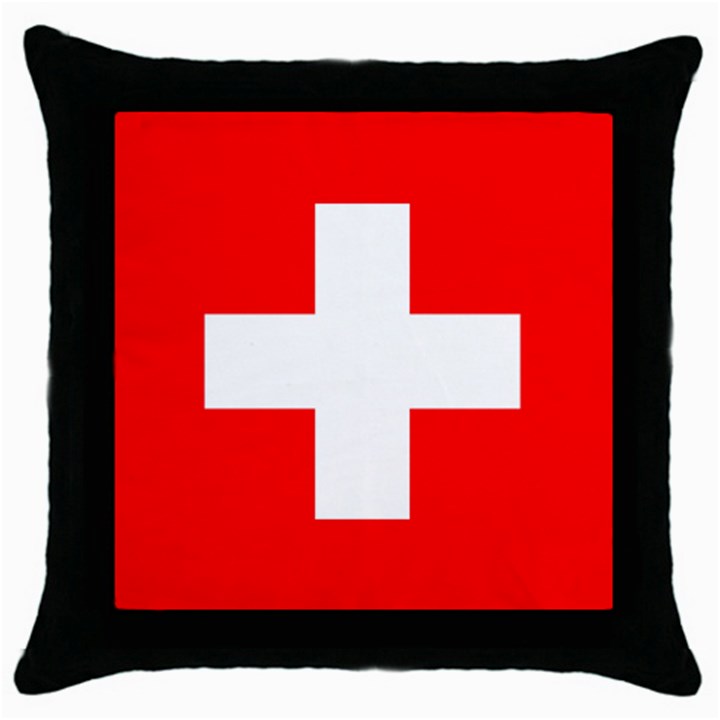 Flag Of Switzerland Throw Pillow Case (Black)