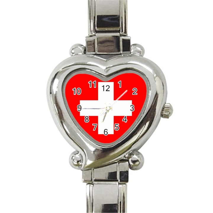 Flag Of Switzerland Heart Italian Charm Watch