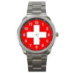 Flag Of Switzerland Sport Metal Watch Front