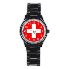 Flag Of Switzerland Stainless Steel Round Watch by Amaryn4rt