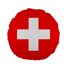 Flag Of Switzerland Standard 15  Premium Flano Round Cushions