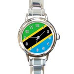 Flag Of Tanzania Round Italian Charm Watch Front