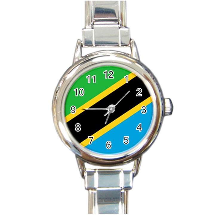 Flag Of Tanzania Round Italian Charm Watch