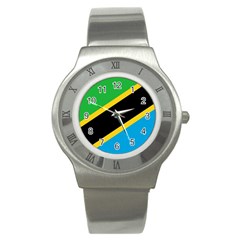 Flag Of Tanzania Stainless Steel Watch by Amaryn4rt