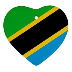 Flag Of Tanzania Heart Ornament (two Sides)