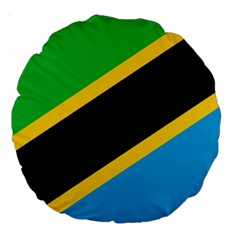 Flag Of Tanzania Large 18  Premium Round Cushions by Amaryn4rt