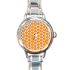 Golden Be Hive Pattern Round Italian Charm Watch