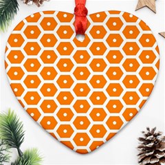 Golden Be Hive Pattern Ornament (heart)