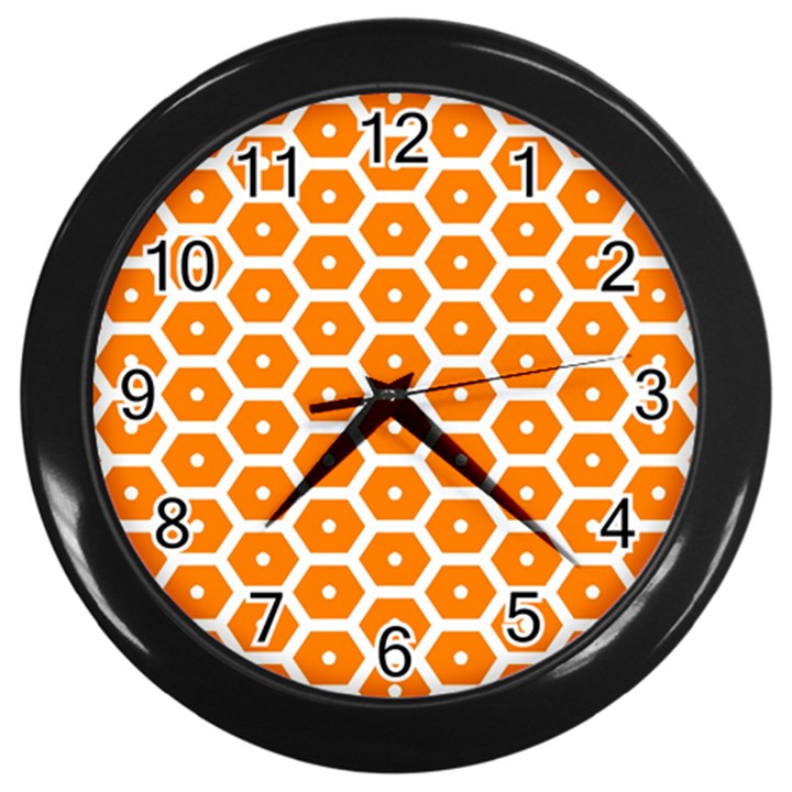 Golden Be Hive Pattern Wall Clocks (Black)