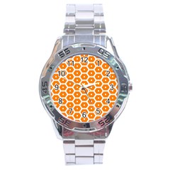 Golden Be Hive Pattern Stainless Steel Analogue Watch