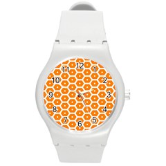 Golden Be Hive Pattern Round Plastic Sport Watch (m)