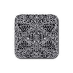 Gray Psychedelic Background Rubber Square Coaster (4 Pack)  by Amaryn4rt