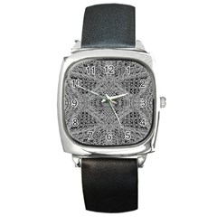 Gray Psychedelic Background Square Metal Watch