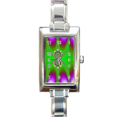 Green And Purple Fractal Rectangle Italian Charm Watch by Amaryn4rt