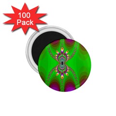 Green And Purple Fractal 1 75  Magnets (100 Pack) 