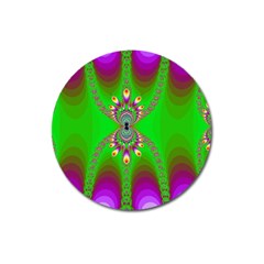 Green And Purple Fractal Magnet 3  (round)