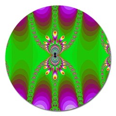 Green And Purple Fractal Magnet 5  (round)