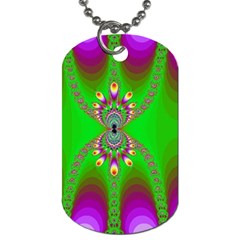 Green And Purple Fractal Dog Tag (one Side) by Amaryn4rt