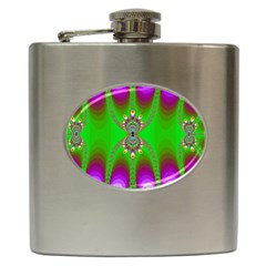 Green And Purple Fractal Hip Flask (6 Oz)