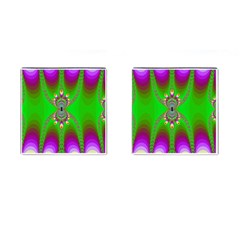 Green And Purple Fractal Cufflinks (square)