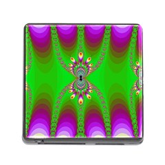 Green And Purple Fractal Memory Card Reader (square)