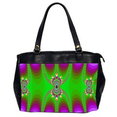 Green And Purple Fractal Office Handbags (2 Sides)  by Amaryn4rt