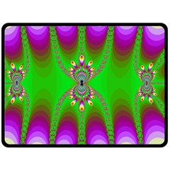 Green And Purple Fractal Fleece Blanket (large) 