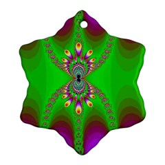 Green And Purple Fractal Snowflake Ornament (two Sides)