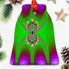 Green And Purple Fractal Bell Ornament (two Sides)