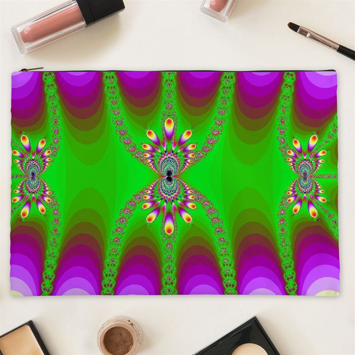 Green And Purple Fractal Cosmetic Bag (XXL) 