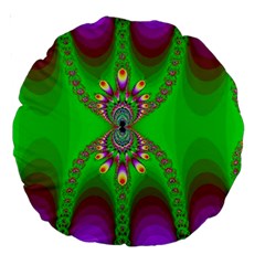 Green And Purple Fractal Large 18  Premium Round Cushions