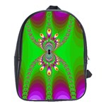 Green And Purple Fractal School Bags (XL)  Front