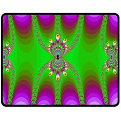 Green And Purple Fractal Double Sided Fleece Blanket (medium) 