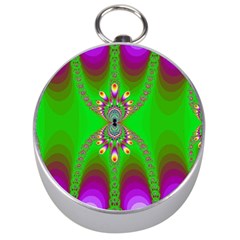 Green And Purple Fractal Silver Compasses